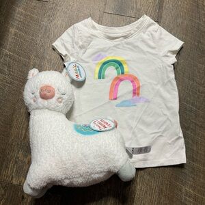 ⭐️5 for $25⭐️ Cat & Jack rainbow shirt with musical press lamb crib toy
